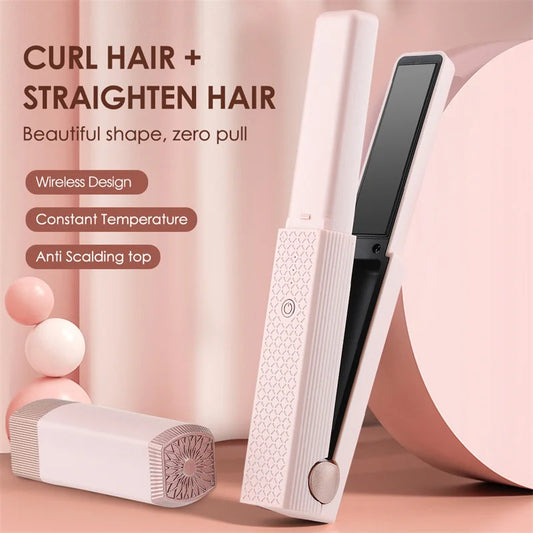 Cordless USB mini Hair Straightener and Curler